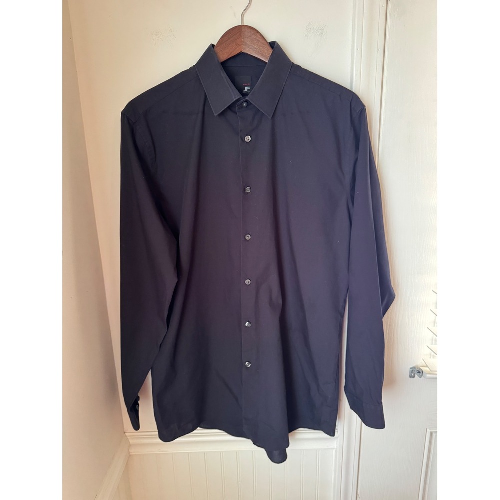 J. Ferrar Mens Slim Fit Dress Shirt Black Long Sleeve 16-16.5 34-35 Large